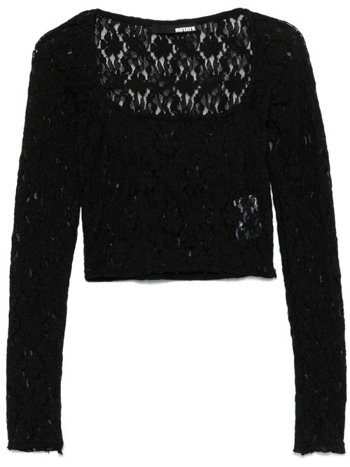 Lace long-sleeve top - Black