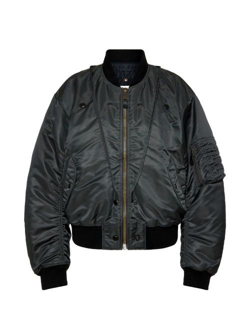 Nylon Bomber Jacket — Black