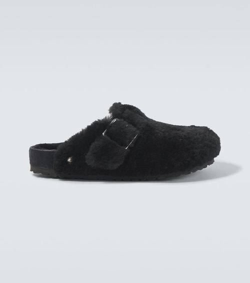Boston 1774 shearling-lined suede mules
