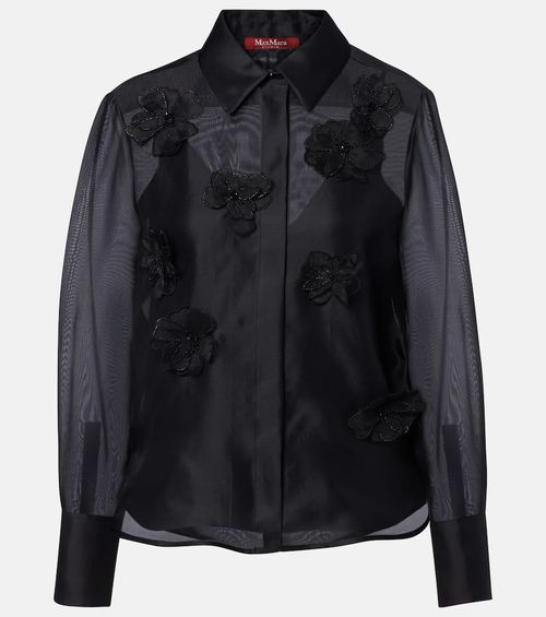 Agi embellished floral-appliqué silk blouse