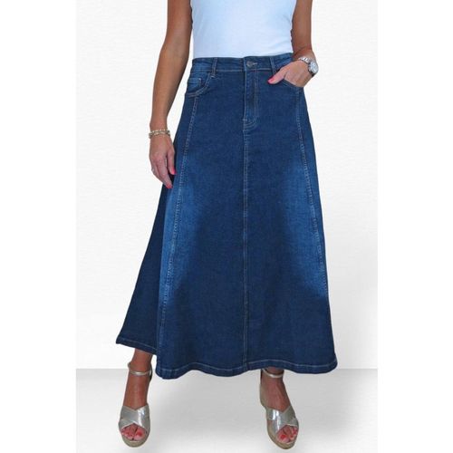Paulo Due Flared Denim Maxi Skirt In Dark Indigo