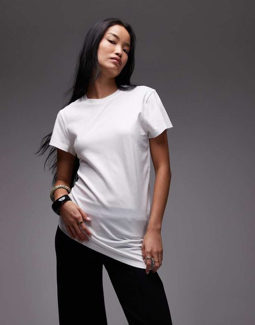 & long line jersey t-shirt with asymmetric drape detail in off-white