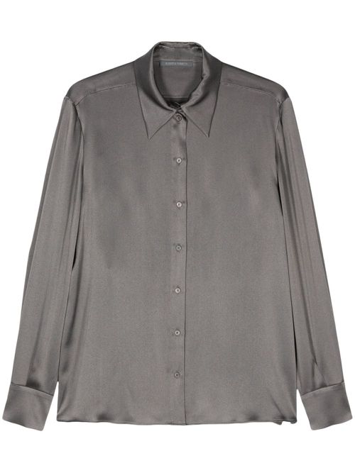 Long-sleeve satin shirt - Grey