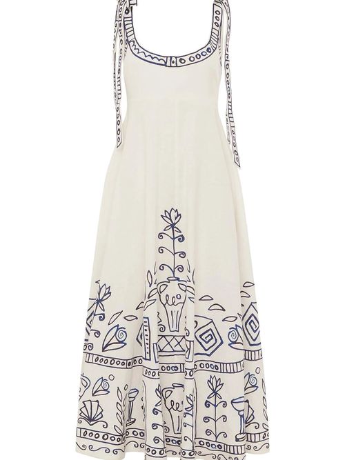 Linen Mini Dress with Adjustable Self-Tie Straps