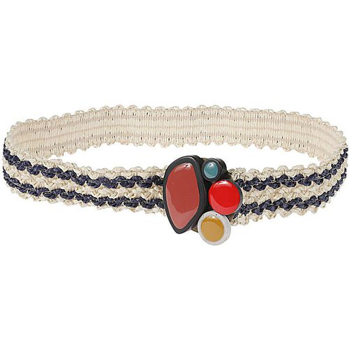 Exquisite J Striped Raffia Belt