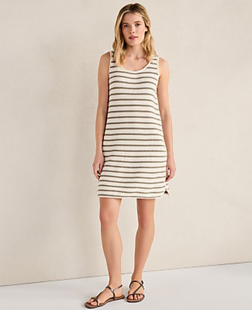 Ann Taylor Haven Well Within Organic Cotton Textured Stripe Mini Dress