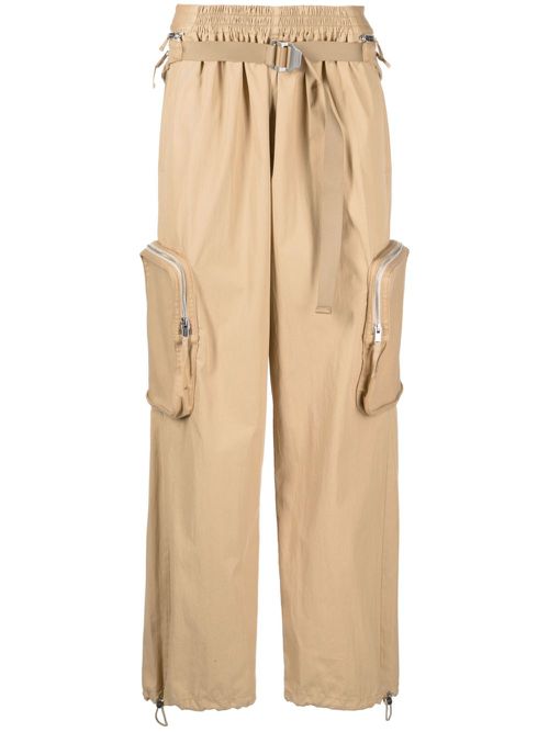Belted straight-leg trousers - Brown