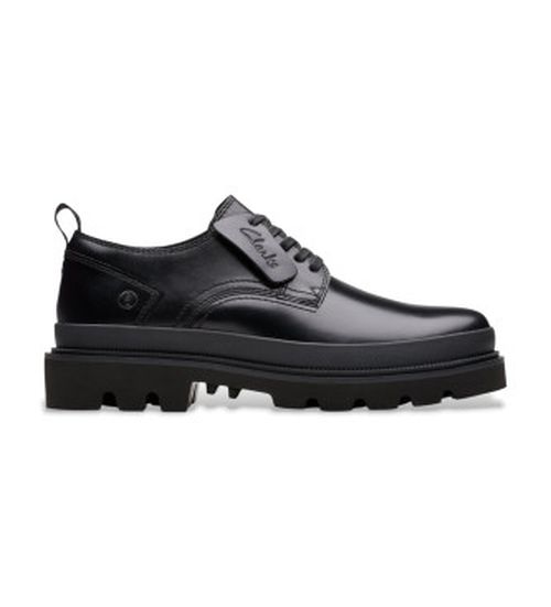 Clarks for man. 26181137 Badell Lace leather shoes black (44), Flat, 1 to 3 cm, Laces, Casual