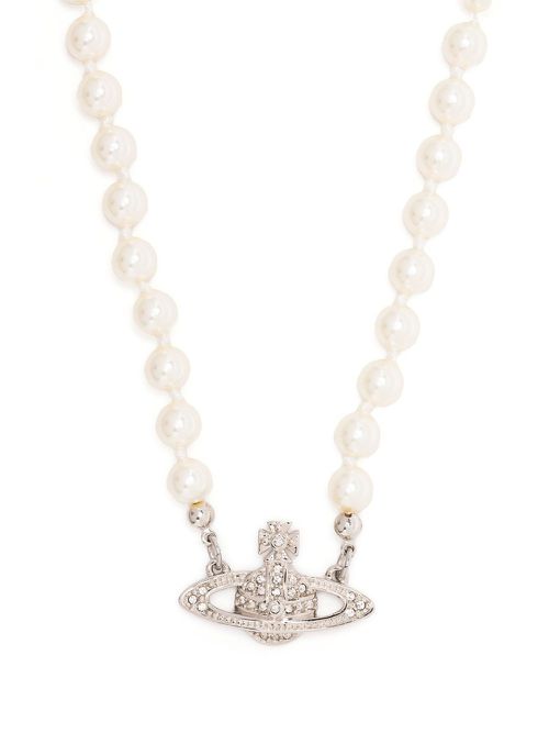 Orb-pendant pearl necklace - Neutrals