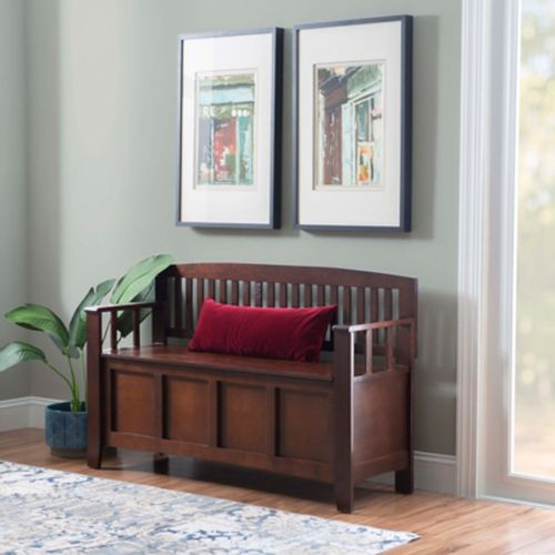 Linon Cynthia Storage Bench, Walnut