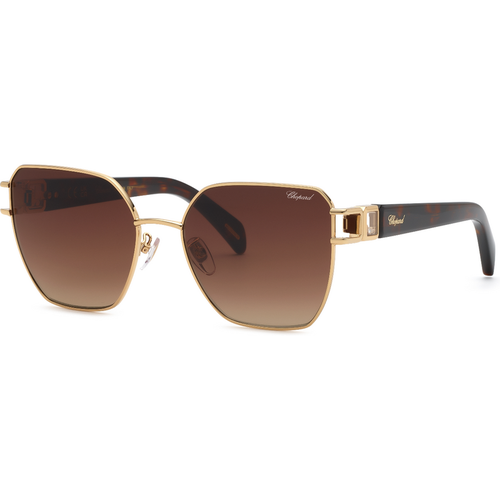 Chopard Mujer Chopard SCHM22S 300Y Gafas de sol Metal Oro Marrón Geométrico Antirreflejo Matizado