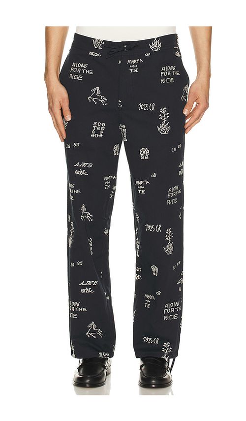 Scotch & Soda Embroidered Cotton Blend Relaxed Pants in Black. - M also in S, XL/1X, XXL/2X