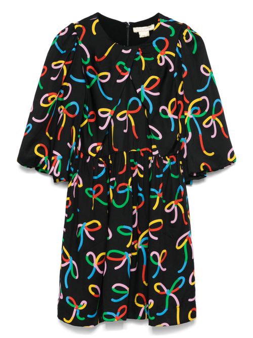 Bow-print dress - Black