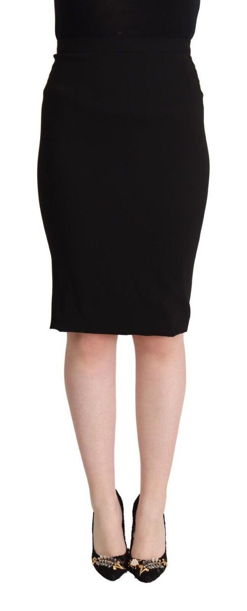 High-Waist Pencil Skirt — Black