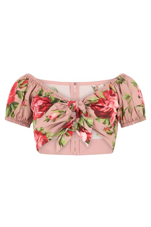 Rose Bouquet-print Cotton Top
