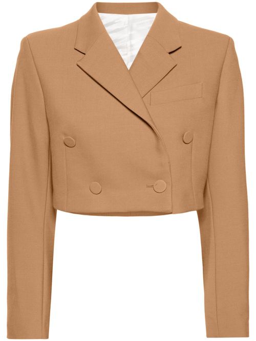 Double-breasted cropped blazer - Brown