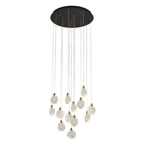 Satin Brass LED Chandelier from the Snowflake Collection