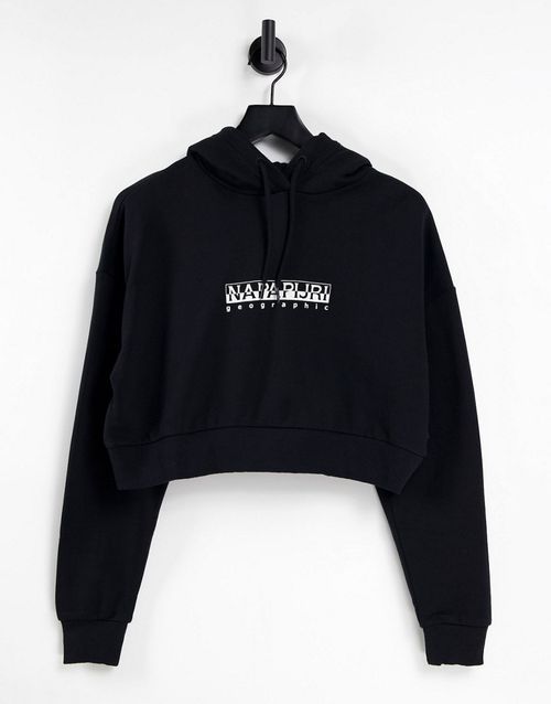 Box cropped hoodie in black