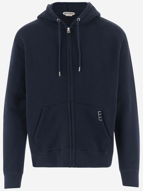 Cotton Full-Zip Hoodie — Navy