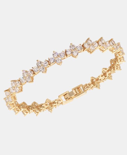 Cubic Zirconia Tennis Flex Bracelet - Gold