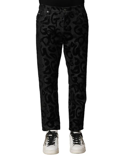 Logo-Jacquard Denim Jeans — Black