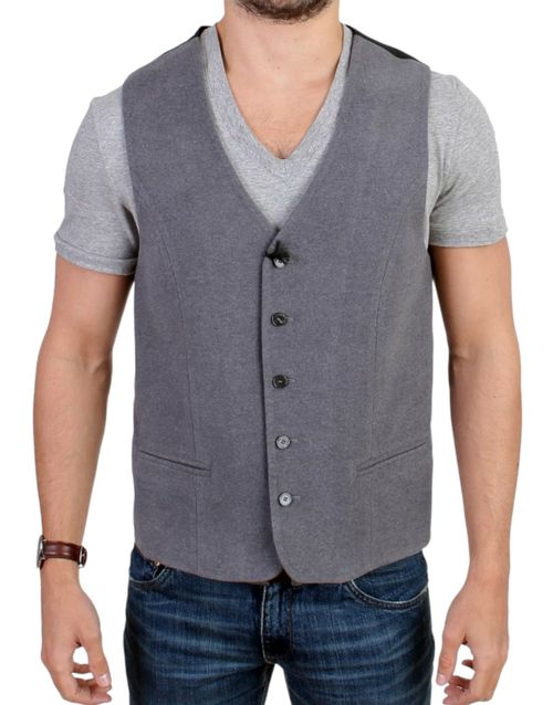 Cotton-Blend Casual Vest — Gray