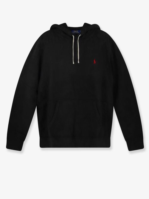 Cotton-Blend Drawstring Hoodie — Black