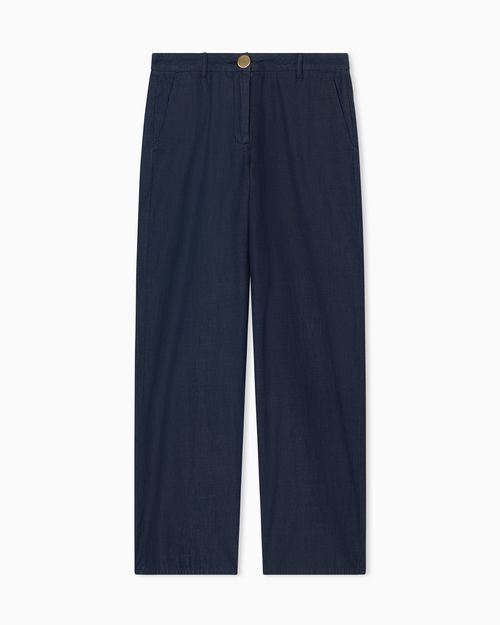 Chambray fabric trousers