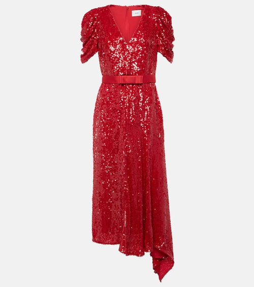 Asymmetric sequined minidress