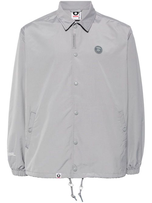 Logo-appliqué shirt jacket - Grey