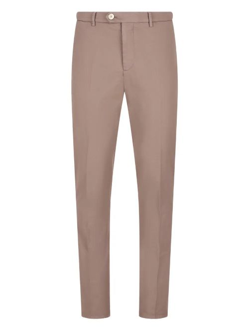 Belt-Loop Cotton Trousers — taupe