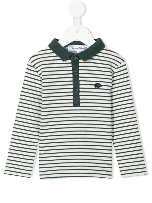 Logo-patch striped polo shirt - Green