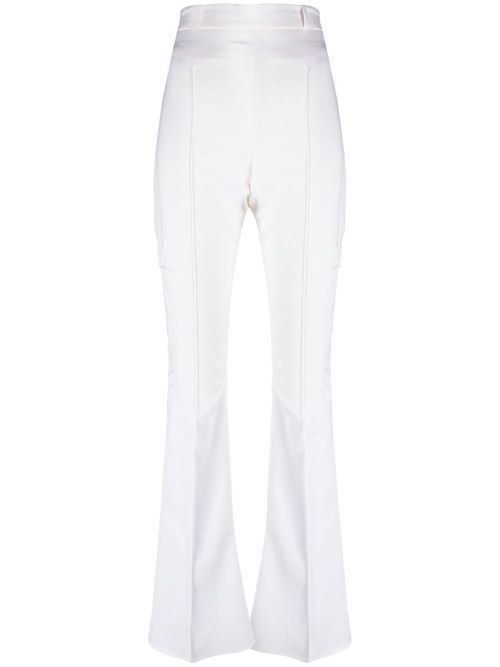 High-waisted flared trousers - White