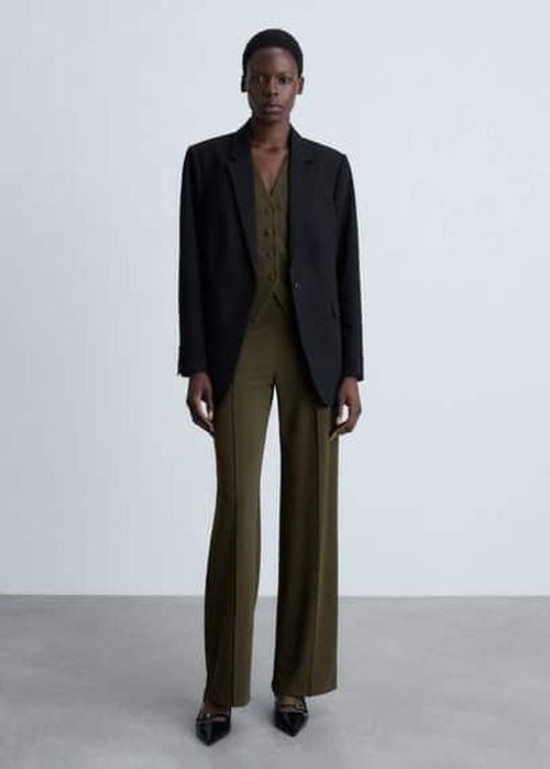 Straight knitted trousers khaki - Woman -