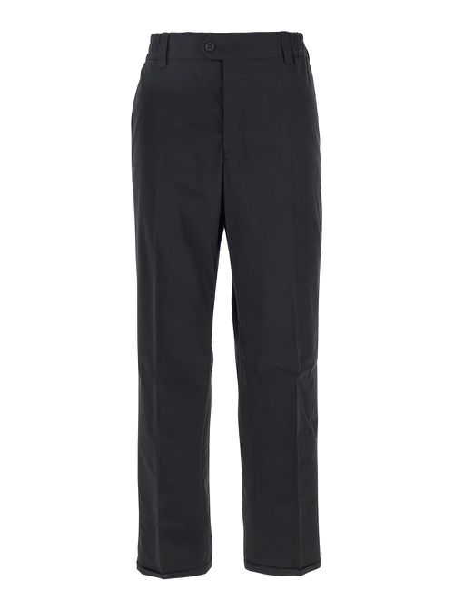 Black Pants With Elastic Waist In Cotton Blend Man