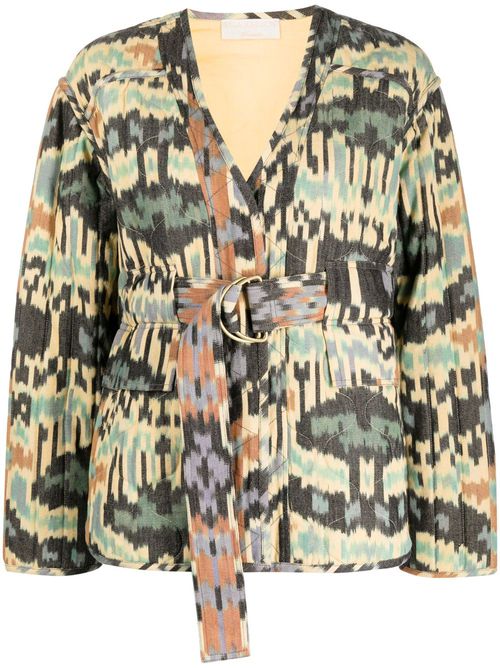 Lakshmi graphic-print belted jacket - Neutrals