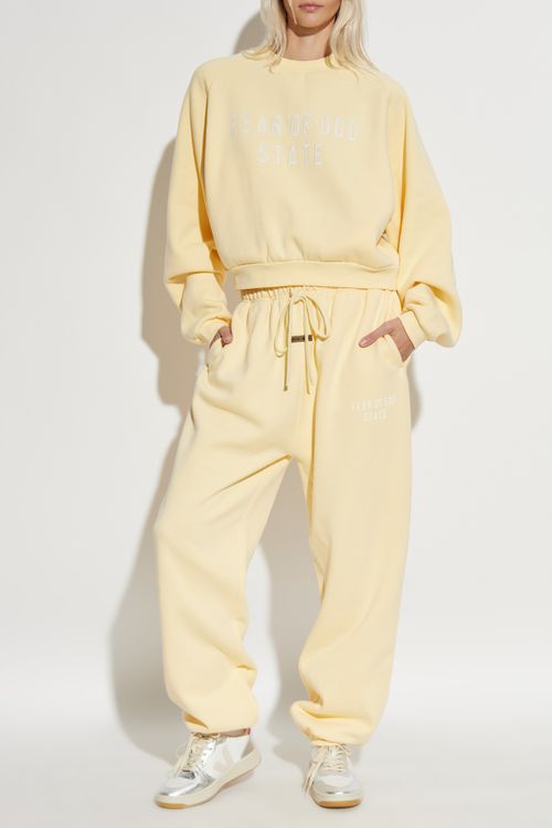 Sweatshirt With Embroidered Logo, Women's, Yellow