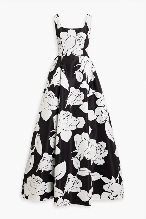 Floral-print faille gown - Black - US 0