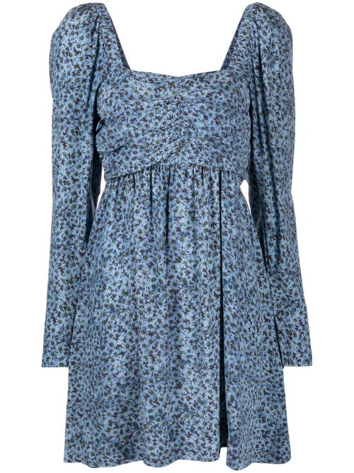 Daisy-print crepe minidress - Blue
