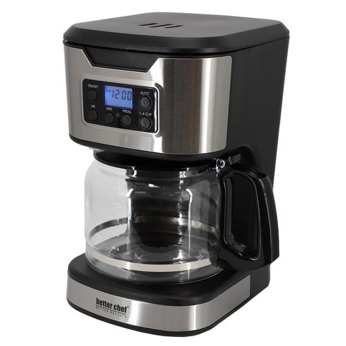 12-Cup Programmable Coffee Maker in Black with Stainless Steel Accents