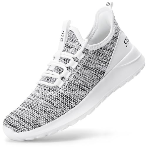 STQ Womens Slip On Sneakers Breathable Orthopedic Tennis Walking Shoes Plantar Fasciitis Workout Gym Cross Training Sneaker Grey Teal