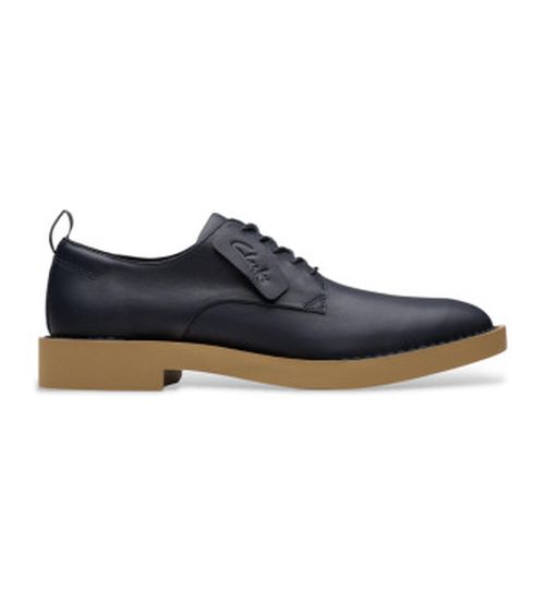 Clarks for man. 26180845 Martock Lace navy leather shoes (45), Flat, Laces, Casual