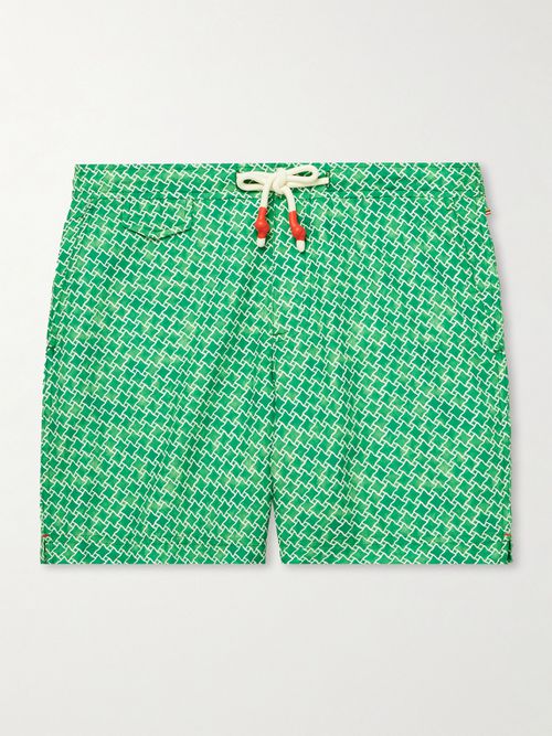 Men - Standard Slim-Fit Straight-Leg Mid-Length Printed Swim Shorts