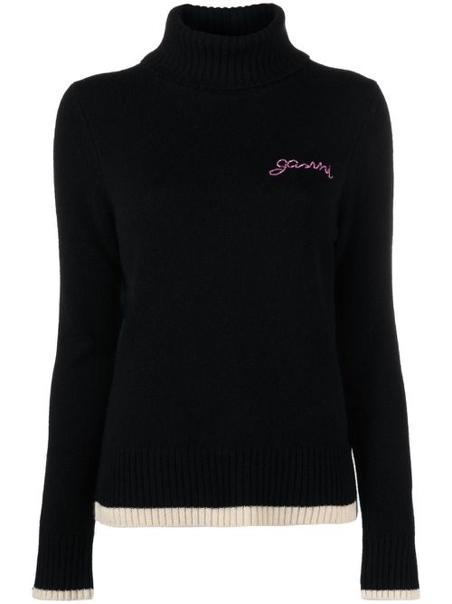 Logo-embroidered jumper - Black