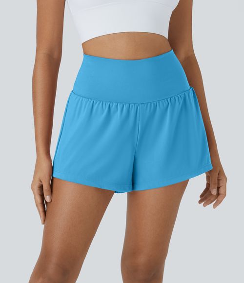 SoftlyZero™ Airy Super High Waisted 2-in-1 Cool Touch Yoga Shorts with Pockets Gym Short - Swim Cap