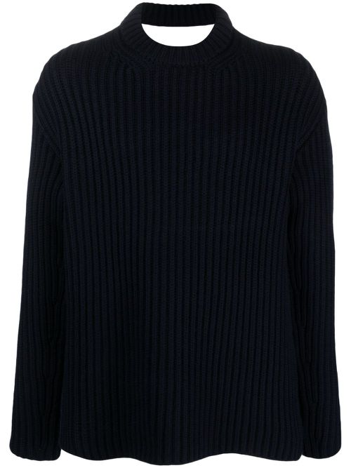 Cut-out detail merino jumper - Blue