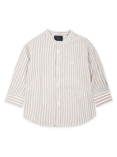 Logo-embroidered striped shirt - Neutrals