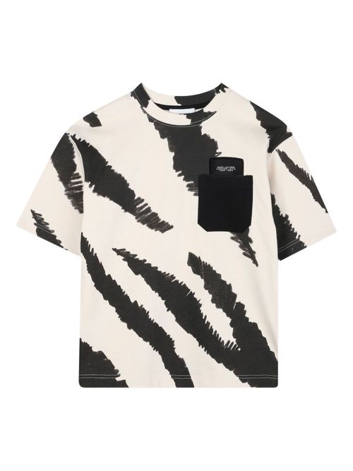 Zebra-print pocket-detail T-shirt - Neutrals