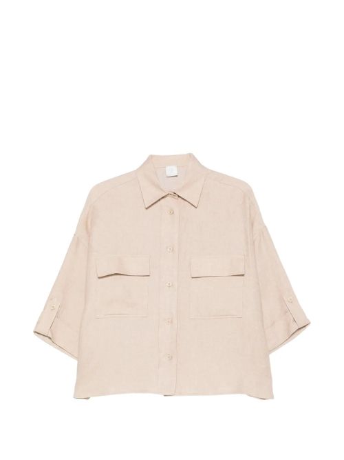 Flap-Pocket Linen Shirt — Beige