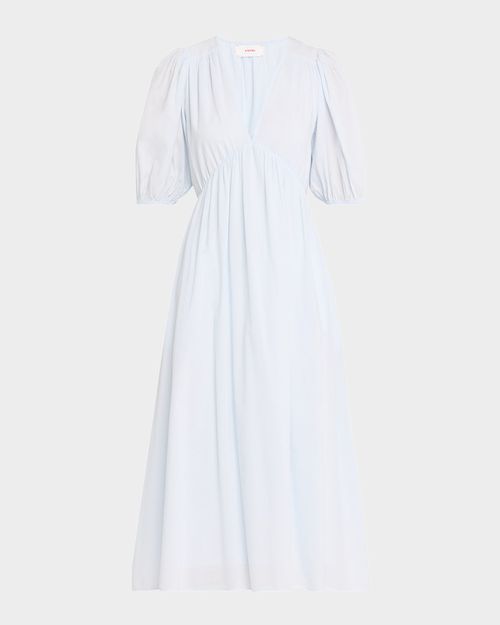 Blake Puff-Sleeve Cotton Empire Midi Dress